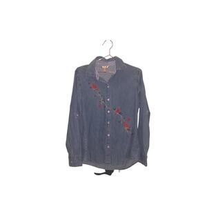 White stag size medium blue denim winter red cardinal long sleeve button up